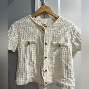 H&M White Textured Knit Cardigan